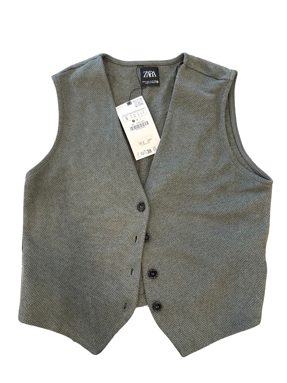 ZARA Women's Textured Olive Green Vest